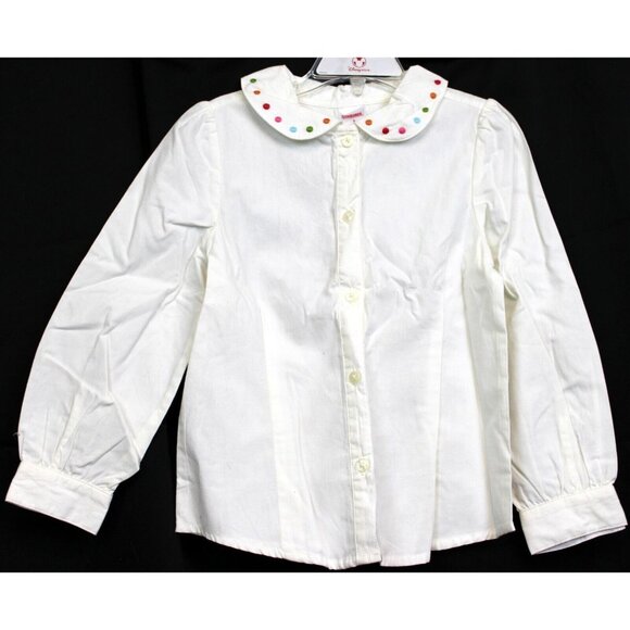 2007 Gymboree Cupcake Cutie White Shirt Blouse Embroidered Dots Button Up Sz 5 - Picture 1 of 5